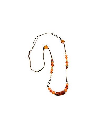 necklace beads brown-orange 90cm