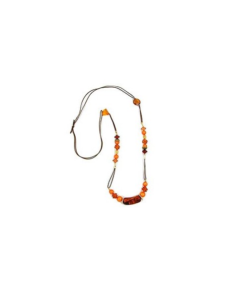 necklace beads brown-orange 90cm