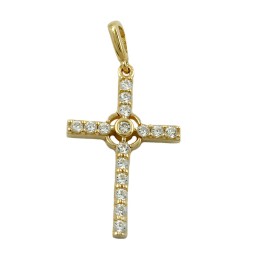 pendant cross with zirconia crystals 9k gold