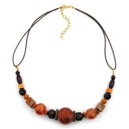 necklace brown/orange/ ochre beads