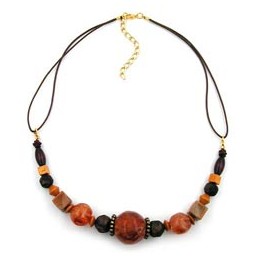 necklace brown/orange/ ochre beads