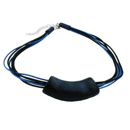 necklace tube flat curved darkblue 50cm