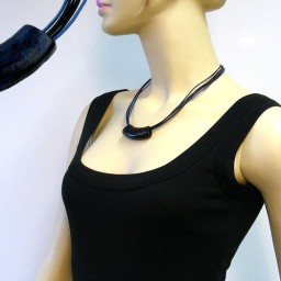 necklace tube flat curved darkblue 50cm