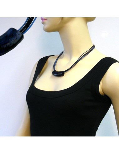 necklace tube flat curved darkblue 50cm