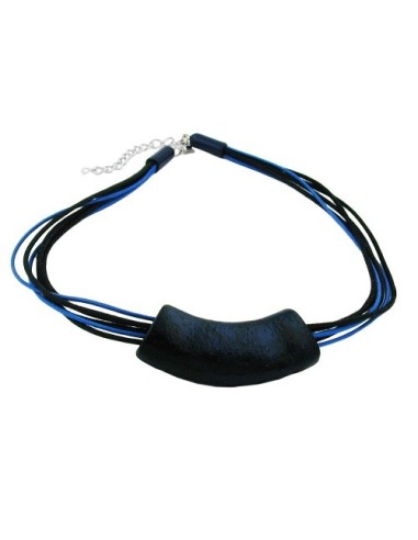 necklace tube flat curved darkblue 50cm