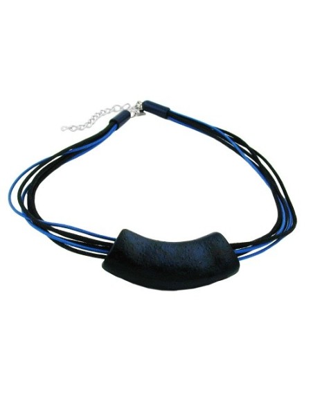 necklace tube flat curved darkblue 50cm