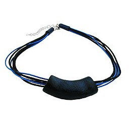 necklace tube flat curved darkblue 50cm