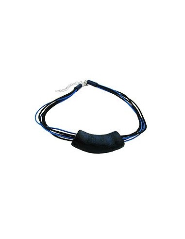 necklace tube flat curved darkblue 50cm