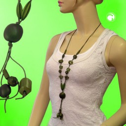 necklace beads green-brown 95cm