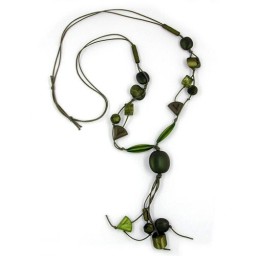 necklace beads green-brown 95cm