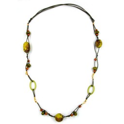 necklace beads green-olive 95cm