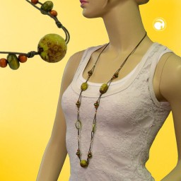 necklace beads green-olive 95cm