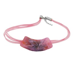 necklace tube flat curved lilac-fuchsia 50cm