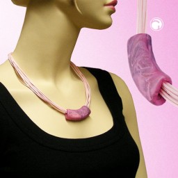 necklace tube flat curved lilac-fuchsia 50cm