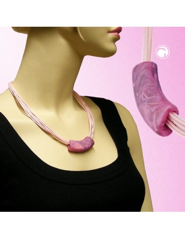 necklace tube flat curved lilac-fuchsia 50cm