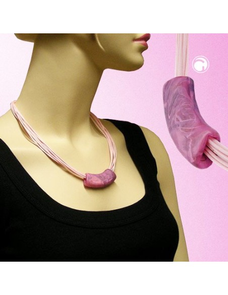 necklace tube flat curved lilac-fuchsia 50cm