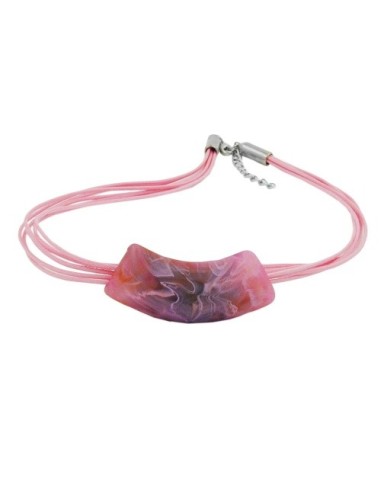 necklace tube flat curved lilac-fuchsia 50cm