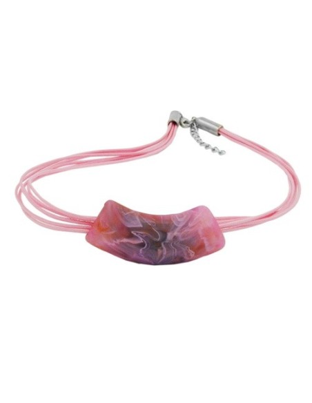 necklace tube flat curved lilac-fuchsia 50cm