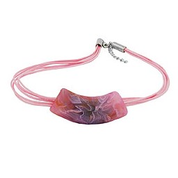 necklace tube flat curved lilac-fuchsia 50cm