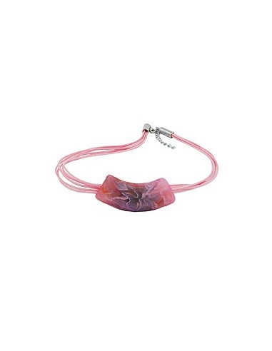 necklace tube flat curved lilac-fuchsia 50cm
