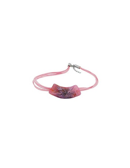 necklace tube flat curved lilac-fuchsia 50cm
