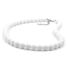 necklace white beads 10mm glossy 40cm