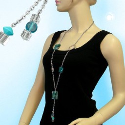 necklace anchor chain turquoise marbled 95cm