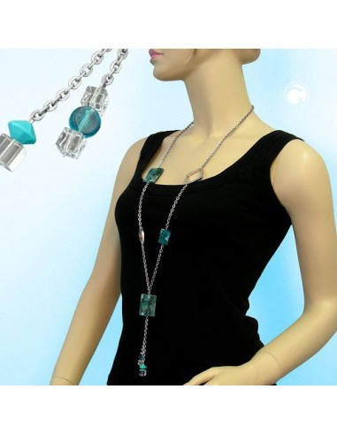 necklace anchor chain turquoise marbled 95cm