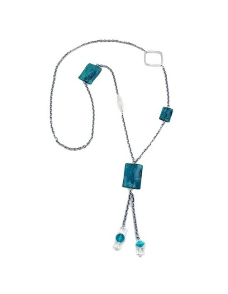 necklace anchor chain turquoise marbled 95cm