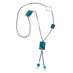 necklace anchor chain turquoise marbled 95cm