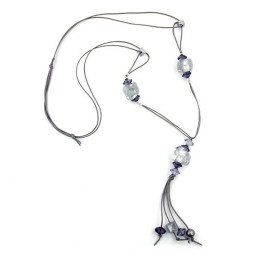 necklace grey/ silver mirrored beads