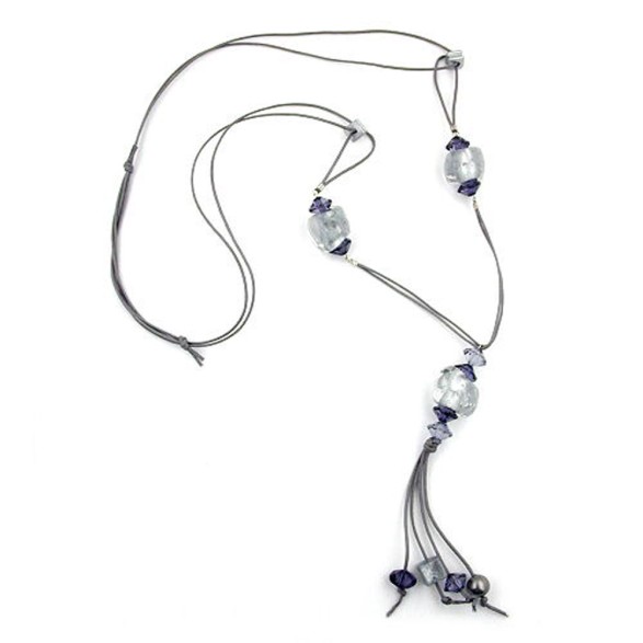 necklace grey/ silver mirrored beads