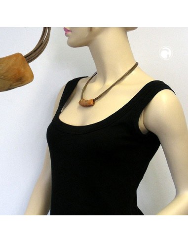 necklace flat tube pendant ochre-light brown
