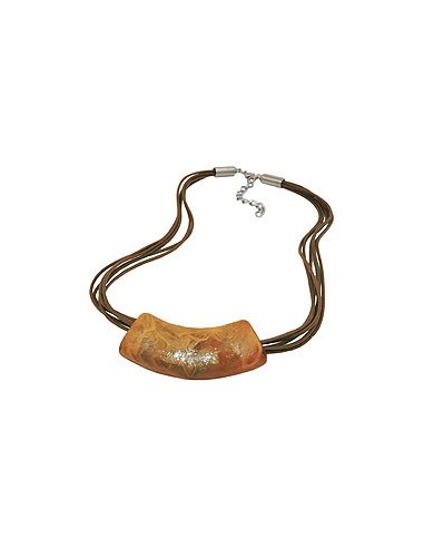 necklace flat tube pendant ochre-light brown
