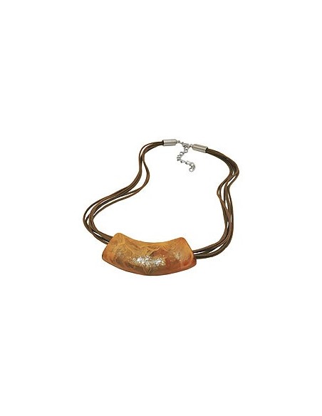 necklace flat tube pendant ochre-light brown
