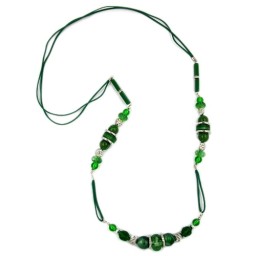 necklace green silver 90cm