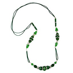 necklace green silver 90cm