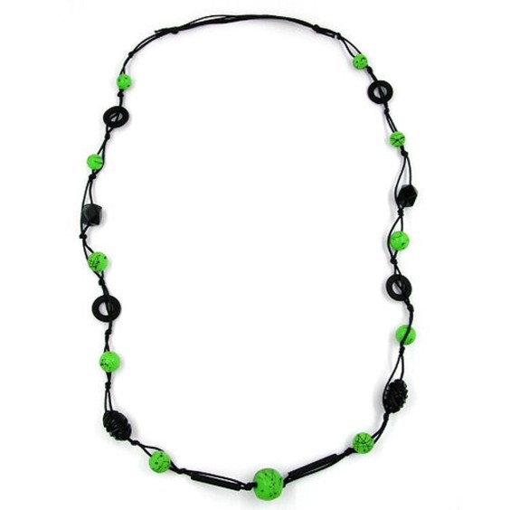 necklace green and black beads 95cm