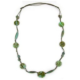 necklace beads turquoise-olive 95cm