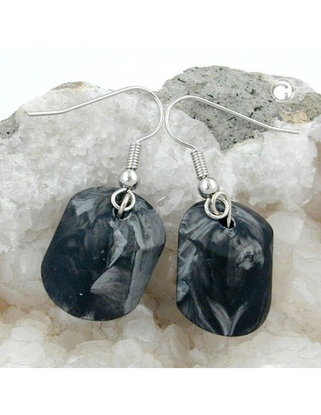hook earrings grey black marbled beads