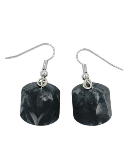 hook earrings grey black marbled beads