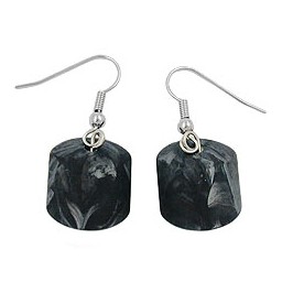 hook earrings grey black marbled beads