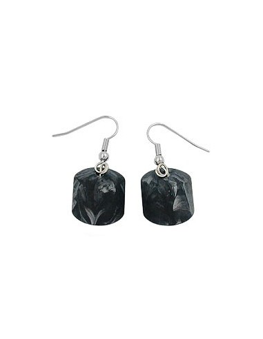 hook earrings grey black marbled beads