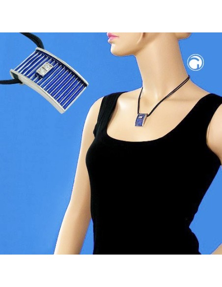 necklace blue and silver pendant 45cm