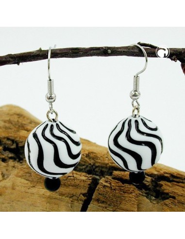hook earrings beads white black