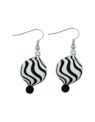 hook earrings beads white black