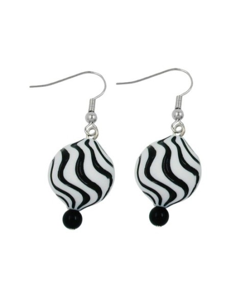 hook earrings beads white black