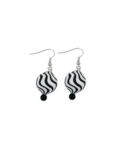 hook earrings beads white black
