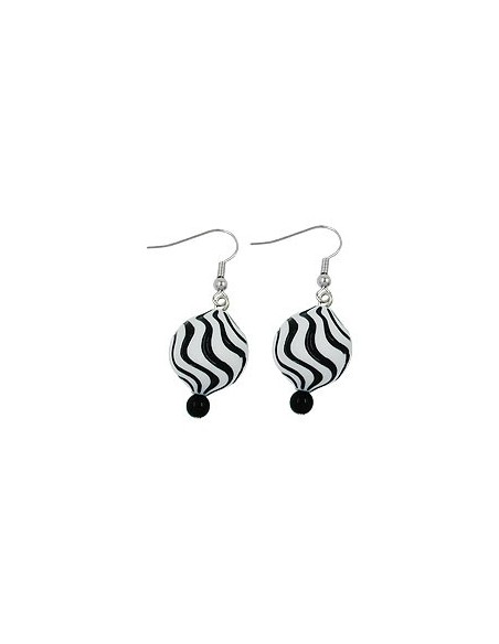 hook earrings beads white black