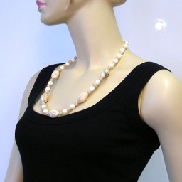 fashion necklace beads beige-brown marbled 63cm